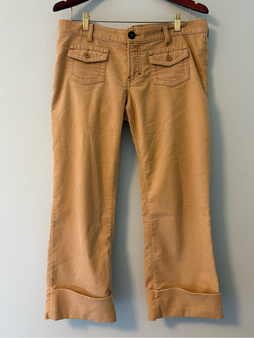 Y2K Abercrombie and Fitch Cropped Tan Corduroy Low Rise Pants 8